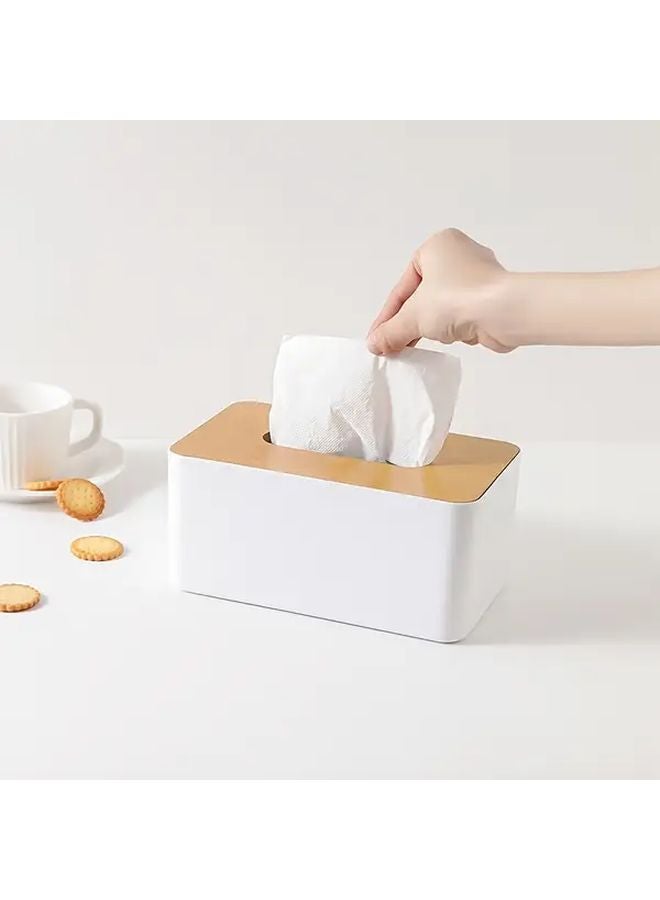 صندوق مناديل مربع أبيض مع غطاء للمنزل والمكتب والسيارة - Image 4